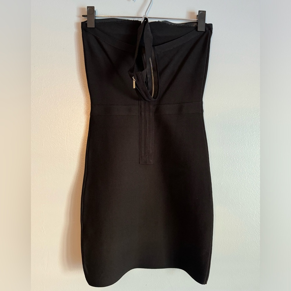 BEBE Black Strapless Bandage Dress Small